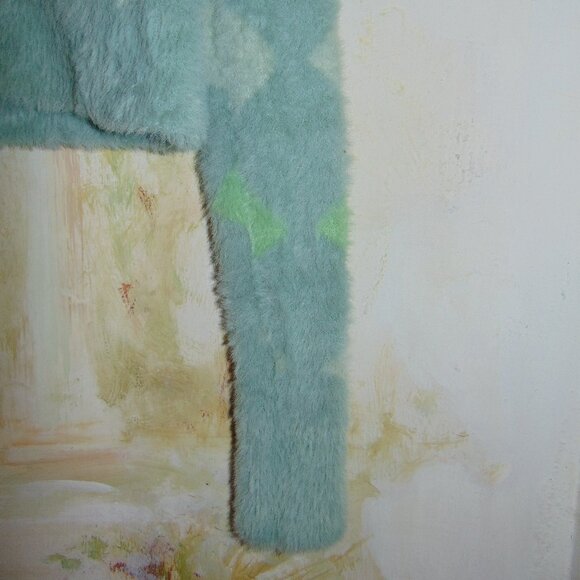 COTTON ON Super Fuzzy Soft Furry Sweater Cropped Argyle Preppy Light Academia SP - Picture 5 of 13